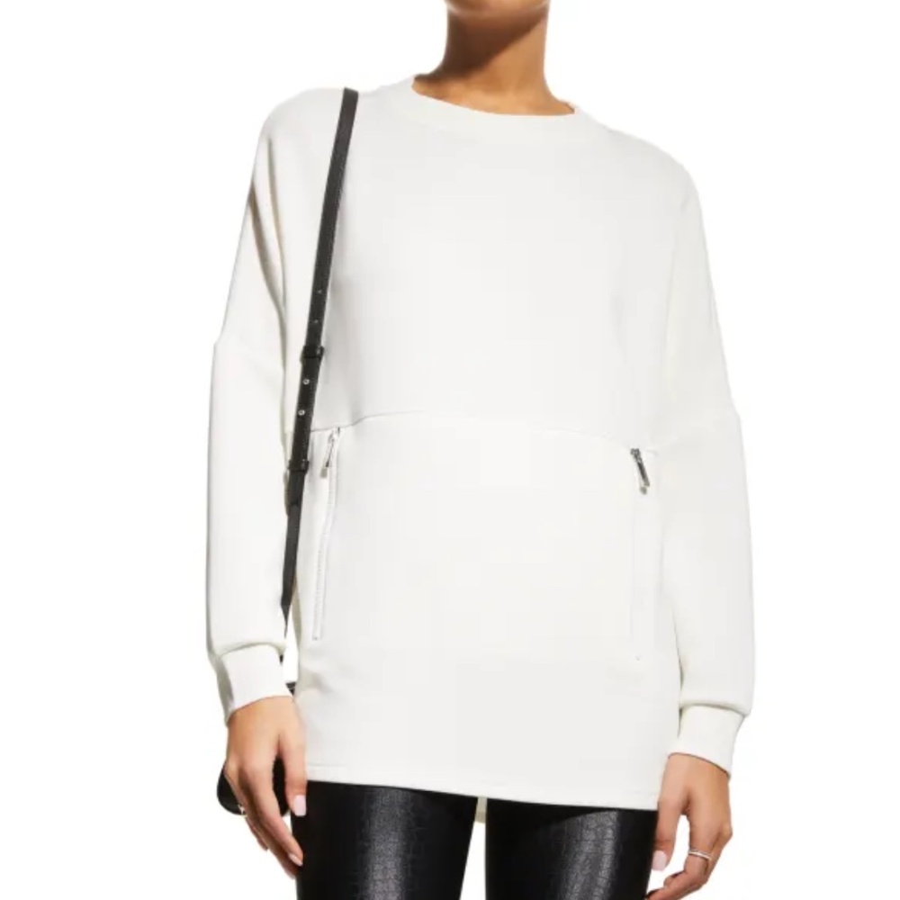 Varley Bayliss Zip-Pocket Sweatshirt Size Medium Cream